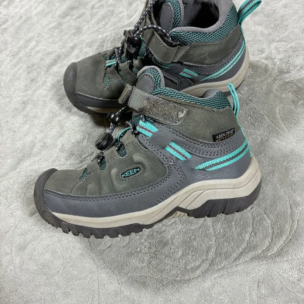 Keen Kids Waterproof Hiking Boots Size 11 Grey Teal Mid